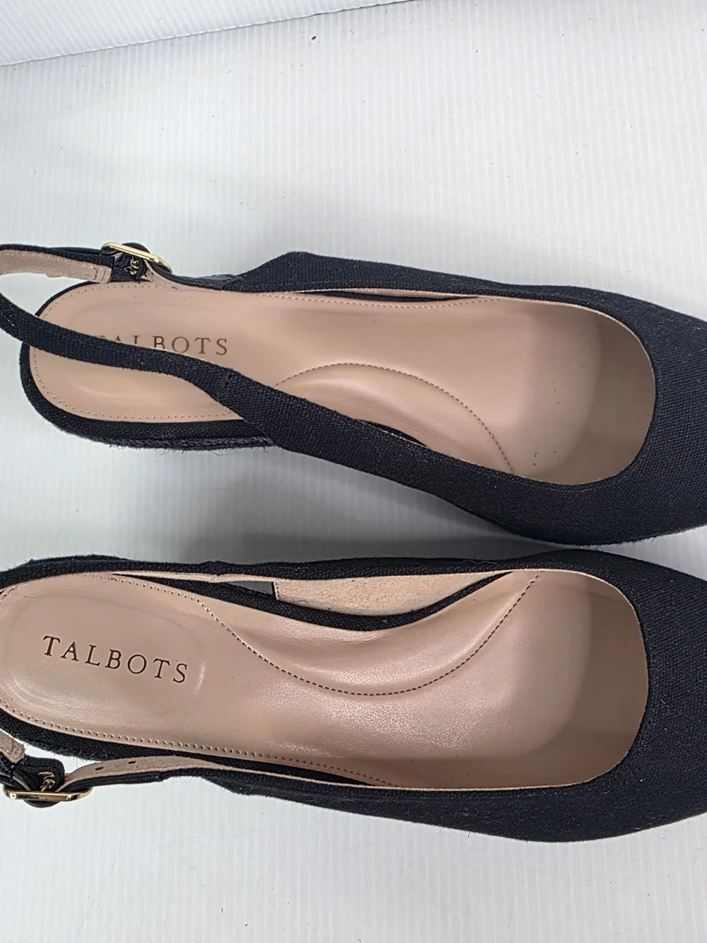Talbots Black Slingback Wedge Espadrille Womens Sz 10